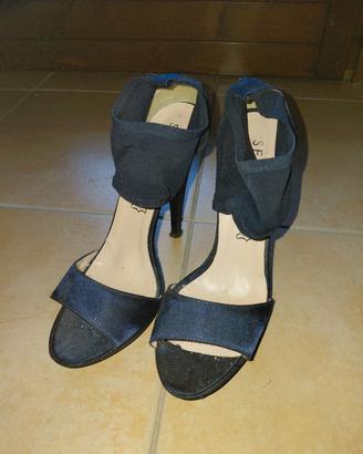 Décolleté con tacco 12 in raso blu