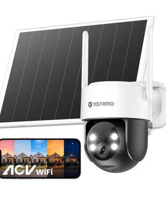 Telecamera WiFi 4MP esterno 360º + pannello solare