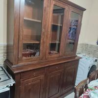 Dispensa con cristalliera in rovere