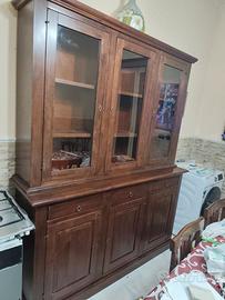 Dispensa con cristalliera in rovere