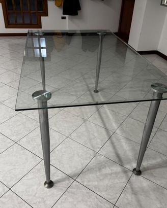 Tavolo rettangolare in vetro 150x90 cm trasparente