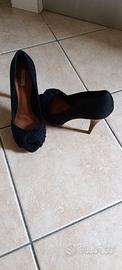 scarpe tacco Zara velluto e legno tg 38