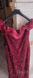 Vestito bordeaux con paillettes XL