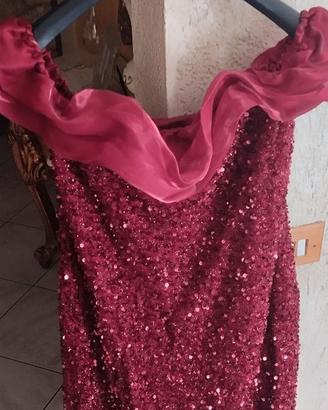Vestito bordeaux con paillettes XL