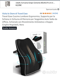 Cuscino supporto lombare auto ufficio