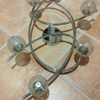 Lampadario acciaio con sfere in vetro