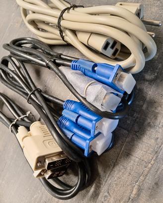 Cavi PC 1.5m NUOVI - 2x VGA + 1x DVI + 1x Power