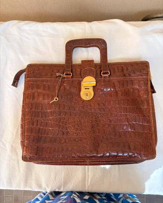 Borsa manager vera pelle stampa cocco F.Biasia