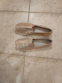 Scarpe stoffa dorate n.38