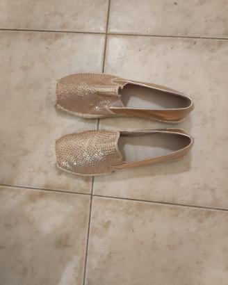 Scarpe stoffa dorate n.38