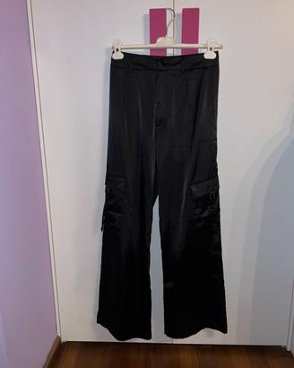 Pantaloni Cargo Neri in Satèn Primark Taglia 40 IT