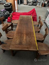 Tavolo rustico in legno (rovere) massiccio 8sedie