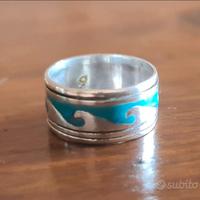 Anello in argento amanti del mare, delle onde surf