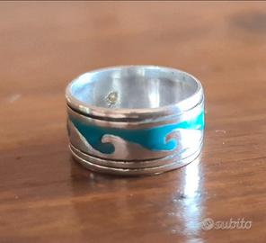 Anello in argento amanti del mare, delle onde surf