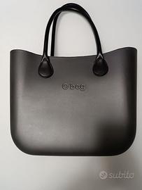 borsa o bag grigia antracite con manici neri