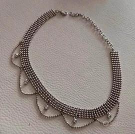 girocollo acciaio e strass 