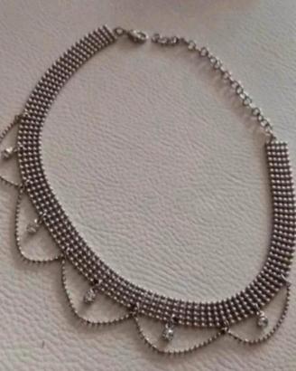 girocollo acciaio e strass 