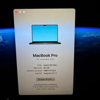 MacbookPro 16 m3max nero siderale 16cpu40gpu 64ram