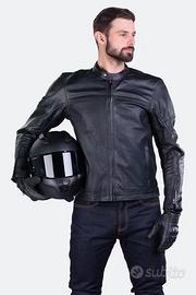 Giacca Moto in Pelle Nero S