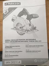 sega circolare Parkside a battera 20V