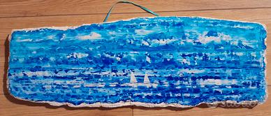 Dipinto a olio su tavola marina 20 x 65 cm