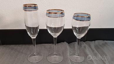 Servizio bicchieri oro e blu 36 pezzi