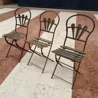 3 Sedie pieghevoli da giardino in ferro battuto e