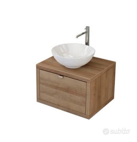 COMPRA SUBITO, MOBILE BAGNO CLASSICO 100 CM LEGNO MASSELLO NOCE DORATO  DOPPIO CASSETTO CON LAVABO IN CERAMICA