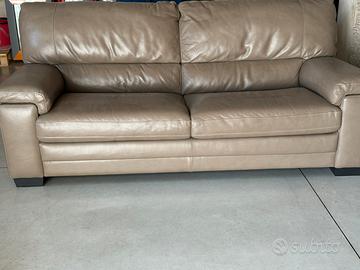 Coppia divani in pelle tortora