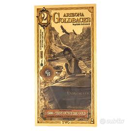 2 Arizona Goldback Banconota Oro 1/500 oz