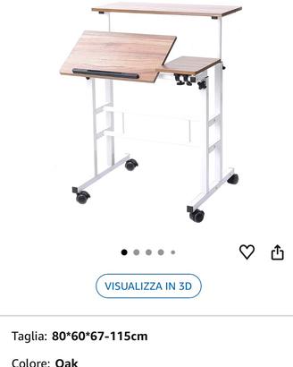 Scrivania tavolo pc regolabile con rotelle