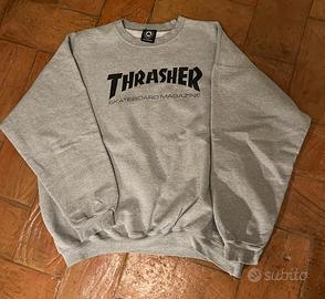Thrasher felpa grigia con scritta nera