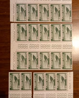 Repubblica posta Aerea in blocchi e quartine