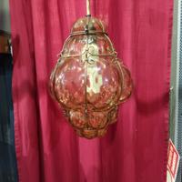 Lampadario Murano vetro colore ambra