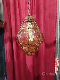 Lampadario Murano vetro colore ambra