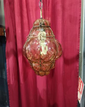 Lampadario Murano vetro colore ambra