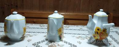 TRE TEIERE MOTIVO GIRASOLE