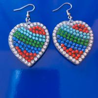 ORECCHINI A CUORE STRASS MULTICOLORE NATALE