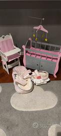 lettino e seggiolone  giocattolo bambole