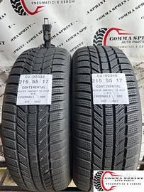 2 PNEUMATICI 215/55 R17 CONTINENTAL INVERNALI 90%