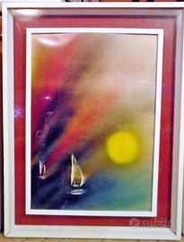 Quadri astratti vintage anni '70 con cornice