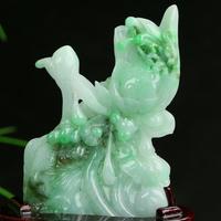 Scultura statua Giada verde non trattato naturale