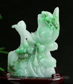 Scultura statua Giada verde non trattato naturale