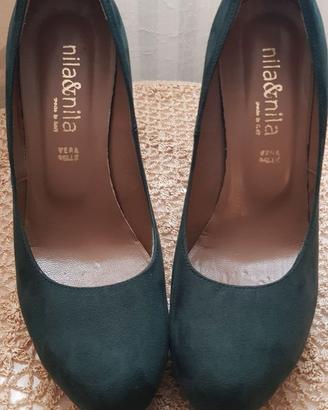 Scarpe decolté n. 38 camoscio verde