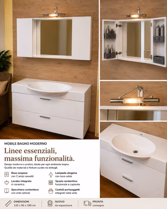 Mobile bagno moderno bianco venato