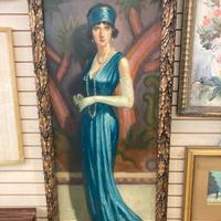 Olio su tavola in stile Art Decò cornice coeva