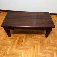 Tavolino basso con cassetto in legno antico