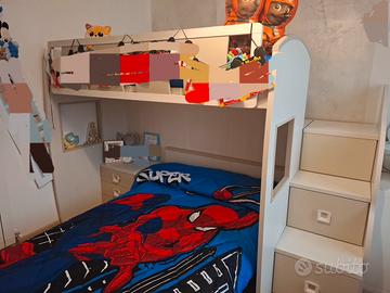 Letto a soppalco con pedana contenitore 