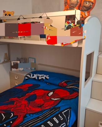 Letto a soppalco con pedana contenitore 