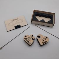 Portachiavi a cuore doppio con scatola in legno